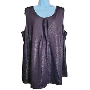 Catherines Womens Top 1X 18 20W Brown Metallic Sheen Sleeveless Business Casual